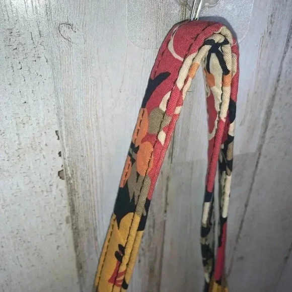 Vera Bradley Quilted Tote Bag Orange Red Floral Pattern - Picture 5 of 14